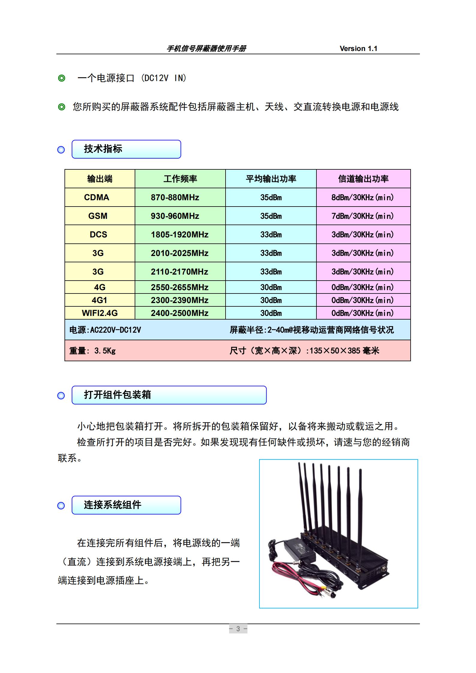 技術(shù)指標(biāo)和部件說(shuō)明
